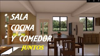 Plano de SALA COCINA Y comedor juntos [upl. by Caffrey580]