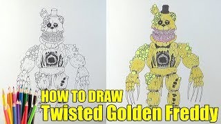 How to draw Twisted Golden Freddy FNAF Как нарисовать Твистед Голден Фредди ФНАФ [upl. by Amleht]