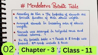 Mendeleevs Periodic Table  Class 11 chapter 3  Periodic Table [upl. by Auj663]