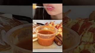 ASMR DENNYS  PANCAKES  SCRAMBLED EGGS  BACON  MOZZARELLA STICKS EATING SOUNDS shorts dennys [upl. by Dnumsed]