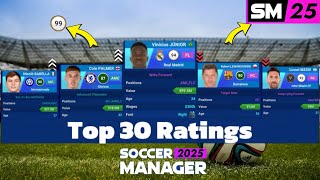 Top 30 SOCCER MANAGER 2025 Ratings [upl. by Nudnarb]