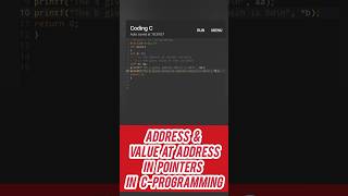 Pointers Address amp Value at Address in CProgramming pointers cprogram coding [upl. by Lorola]