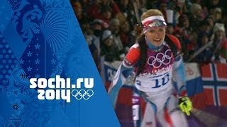 Biathlon  Womens 125km Mass Start  Domracheva Wins Gold  Sochi 2014 Winter Olympics [upl. by Adniram]