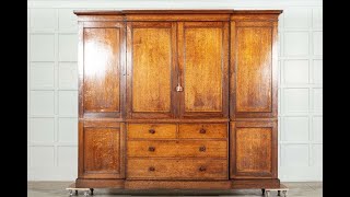 Monumental 19thC English Oak Breakfront Linen Cupboard [upl. by Natsuj369]