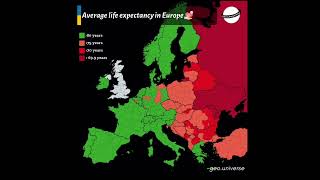 Average life expectancy in European Countries map life expectancy europe youtubeshorts [upl. by Atenaz257]