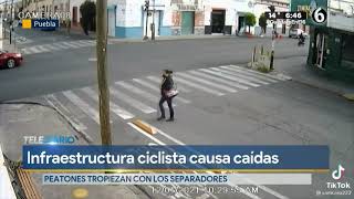 Caídas en calle con bordillo ciclista México [upl. by Eednim]