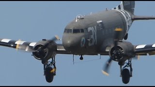 3 Douglas C47 Dakota display at Farnborough International Airshow 2014 [upl. by Aciretehs471]