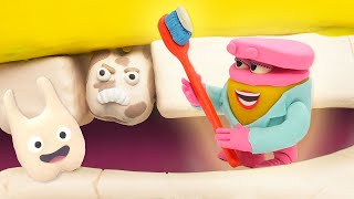 Play Doh Videos 🦷 Dentist Cleaning Teeth 🦷Tooth Doctor and Patient Check Up Kids  PlayDoh Official [upl. by Glad]