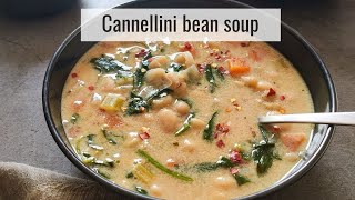 Cannellini bean soup Vegan white bean soup with spinach [upl. by Gwynne91]