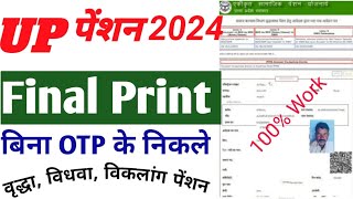 UP Pension Final Print  SSPY Final print old Agr Pension print out वृद्धा विधवा विधवा पेंशन [upl. by Skipper]