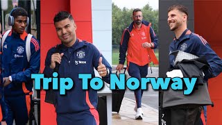 Manchester United Players Travel To Norway For PreSeason Clash Vs Rosenborg  Rashford Mason Mount [upl. by Derfniw]