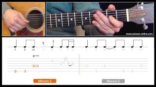 Jouer Down the road C2C  Cours guitare Tuto  Tab [upl. by Muirhead]