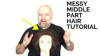 Messy Center Part Hair Tutorial  TheSalonGuy [upl. by Naerol]