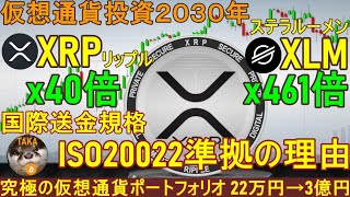 【仮想通貨投資2030年、XRP40倍、XLM461倍】国際送金規格ISO20022準拠の理由【22万円を3億円にする究極の仮想通貨ポートフォリオビットコインリップル、ステラルーメン】 [upl. by Lorelei]