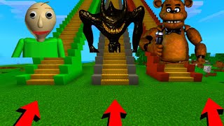 Minecraft PE  DO NOT GO UP THE WRONG STAIRCASE  Beast Bendy Baldi amp Freddy Fazbear [upl. by Neilson]