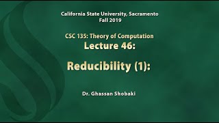 Theory of Computation Lecture 46 Reducibility 1 [upl. by Kassie295]