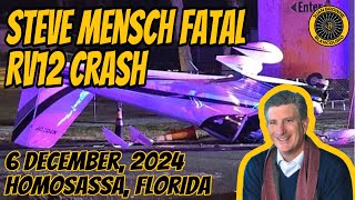 Steve Mensch RV12iS Crash 6 Dec 2024 [upl. by Cordova]