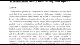 A Comparative Review of Current Optimization Algorithms for Maximizing Overcurrent Relay Selectivity [upl. by Bigod]