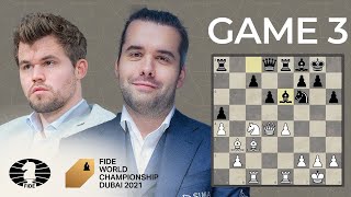 FIDE World Chess Championship Game 3  Carlsen vs Nepo [upl. by Nillek]