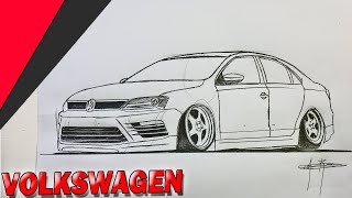 Como DIBUJAR UN Volkswagen Jetta PASO A PASO [upl. by Kingsley]