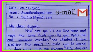 write an email to your friend inviting him her to spend summer vacation  how to write email [upl. by Rimma]