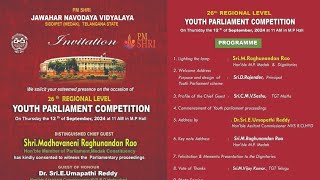 26th Regional level Youth Parliament competition12th September 2024 JNVWargalsiddipetMedak [upl. by Danni]