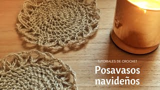 Posavasos navideños de yute tejidos a crochet paso a paso  Decoración navideña a crochet [upl. by Sobel]