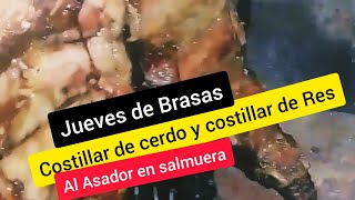 🍖Costillar de CERDO y Costillar de ASADO al ASADOR Condimentado con SALMUERA ORGANICA [upl. by Tallia]