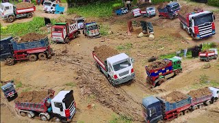 RC Hino700 Nissan 00 MAN 4×4 KAMAZ 6×6 Nissan 95 SCANIA DOZER D65PX Stuck Construction Rural [upl. by Lilybelle]