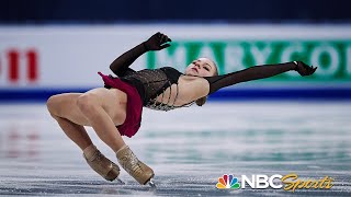 Trusova attempts five quads in valiant free skate vaults from 12th to podium at worlds  NBC Sports [upl. by Sidwell]