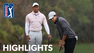 Tiger and Charlie Woods shoot 8under 64  Round 1  PNC Championship  2023 [upl. by Dimmick903]