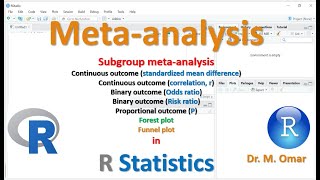 Subgroup meta analysis odds risk ratio proportional mean difference correlation in R Statistics [upl. by Leirbma185]