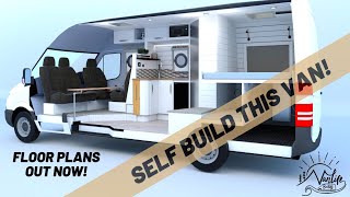 Sprinter Camper Van Blue Prints  Family Layout  SELF BUILD THIS VAN Floor Plans By Vanlife Builds [upl. by Ttehc]