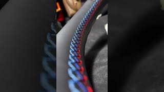 dIY How to stitch leather steering wheel coverEasiest stitch [upl. by Neelyt]