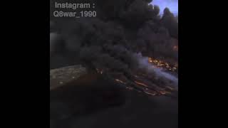 Kuwait Oil Fires 1990  Rare Aerial Shot [upl. by Hannaoj]