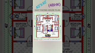 40X40 EAST FACING HOUSE PLAN 4BHK 1600 SQUARE FEET shorts [upl. by Oicatsana536]