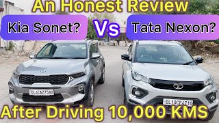 Tata Nexon vs Kia Sonet complete comparison after 1 Year of usage and after Driving 10K Kms Flyrish [upl. by Aicertap]