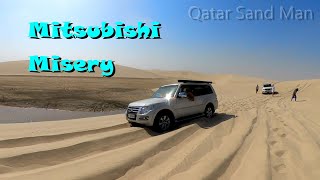 Winch Recovery of a Mitsubishi Pajero in sand dunes at the Inland Sea area of the Qatar Desert [upl. by Allez386]