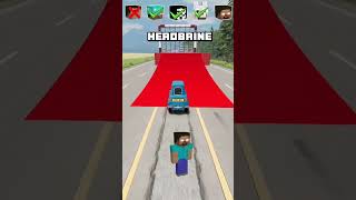 NOOB vs PRO vs HACKER vs HEROBRINE Car jump challenge 😎🚗 shorts beamngdrive [upl. by Jangro]