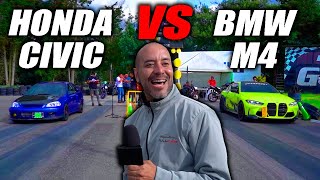 Honda Civic CON PODER 🆚Bmw M4🔥Fullcars Drag Race Cuarto de milla [upl. by Allene]