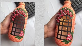 Bottle artClay art on bottleBottle decoration [upl. by Ima633]