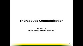 PSYCHIATRIC NURSING Therapeutic Communication [upl. by Nyladnek]