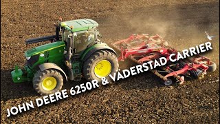 4Kᵁᴴᴰ Sept 2024 John Deere 6250R amp Väderstad Carrier 650 ripping OSR stubble in Peasenhall Suffolk [upl. by Xineohp]