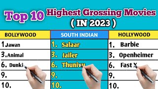 Top 10 Bollywood Hollywood And South Indian Highest Grossing movies in 2023 [upl. by Nuahsyar]