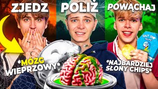 ZJEDZ POLIŻ POWĄCHAJ CHALLENGE 🎃🤢 Dominik Rupiński amp Jasper amp Paweł Zmitrowicz [upl. by Paynter]