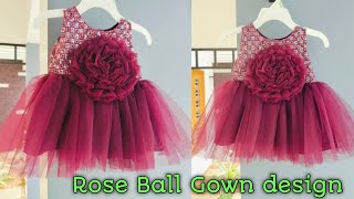 Rose Ball Gown cutting and stitchingBaby frock designbabyfrock frockcutting frockdesign [upl. by Sarine]