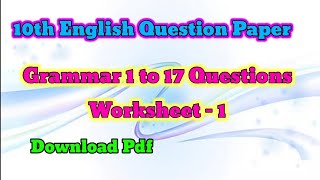 10th English Exam Grammar worksheets 1  Question paper grammar 117 learneasilyhub [upl. by Mckeon]