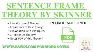 Sentence Frame Theory By BFSkinner In Urdu and Hindi Sentence Frame Theory ExplanationEGPDF [upl. by Amoakuh]