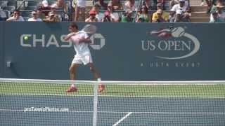 Federer v Wawrinka 2013 US Open practice [upl. by Tildie]