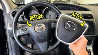 I Fixed My NASTY 2010 Mazda 3’s Steering Wheel Emblem  Airbag Has To Come Out [upl. by Magel]